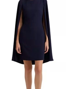 Lauren Ralph Lauren Navy Cape-Sleeve Mini Dress